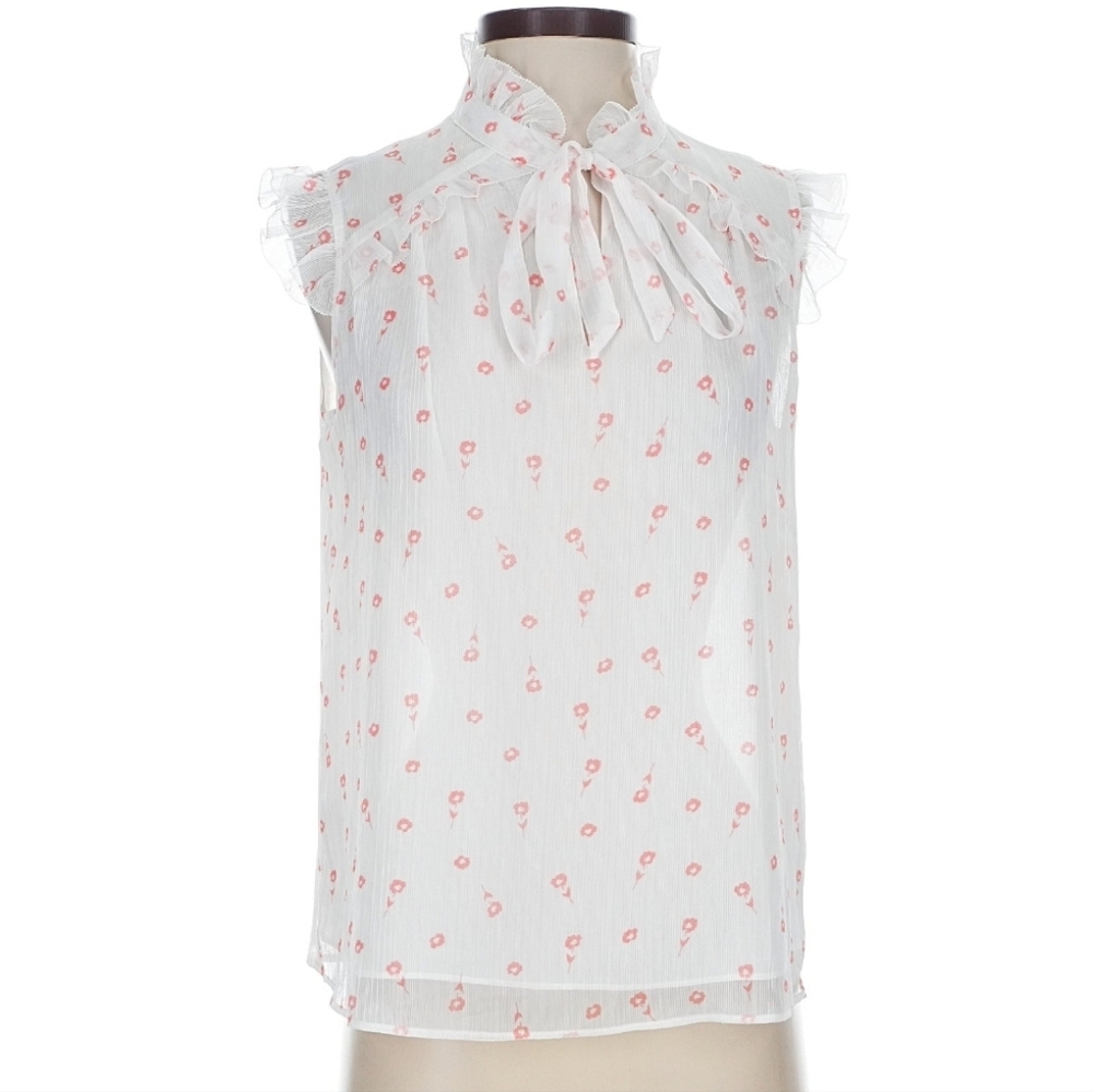 NWT Ann Taylor Sleeveless Ruffle Bow Blouse – Size XS